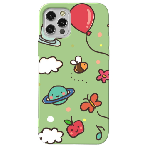 Apple iPhone 12 Pro Max cute little ones Light Green Colored Silicone TPU Θήκη