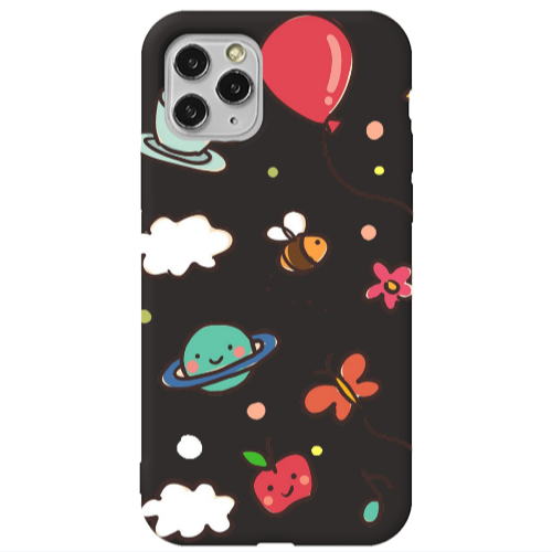 Apple iPhone 11 Pro Max cute little ones Black Colored Silicone TPU Θήκη