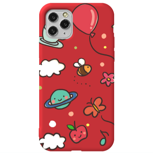 Apple iPhone 11 Pro Max cute little ones Red Colored Silicone TPU Θήκη