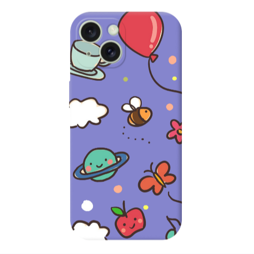Apple iPhone 15 Plus cute little ones Purple Colored Silicone TPU Θήκη