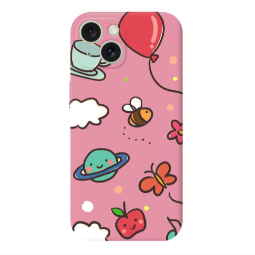 Apple iPhone 15 Plus cute little ones Pink Colored Silicone TPU Θήκη