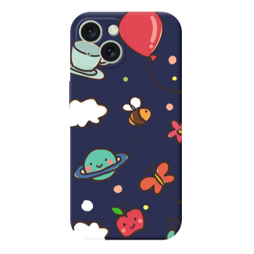 Apple iPhone 15 Plus cute little ones Dark blue Colored Silicone TPU Θήκη