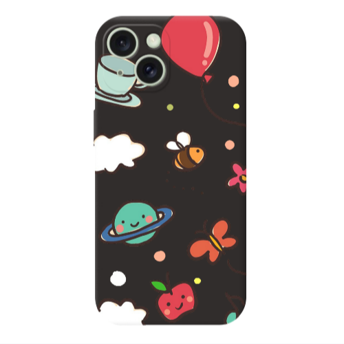 Apple iPhone 15 Plus cute little ones Black Colored Silicone TPU Θήκη