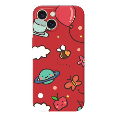 Apple iPhone 15 Plus cute little ones Red Colored Silicone TPU Θήκη