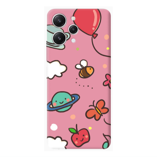 Xiaomi Redmi 12 cute little ones Pink Colored Silicone TPU Θήκη