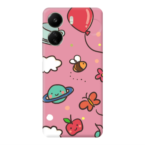 Xiaomi Redmi 13C cute little ones Pink Colored Silicone TPU Θήκη
