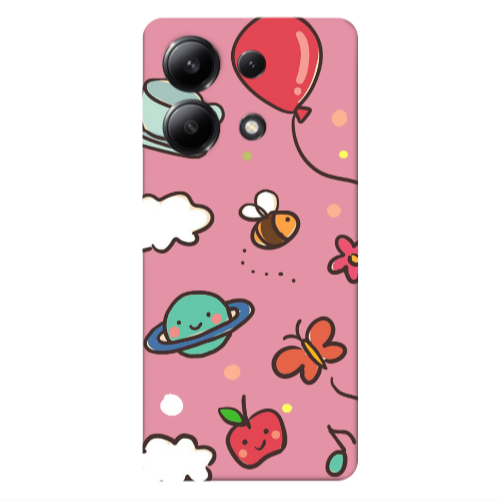 Xiaomi Redmi Note 13 4G cute little ones Pink Colored Silicone TPU Θήκη