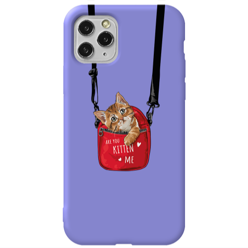 Apple iPhone 11 Pro Kitten Me Purple Colored Silicone TPU Θήκη