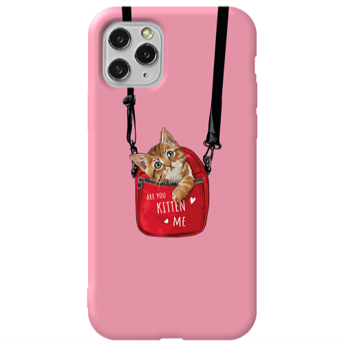Apple iPhone 11 Pro Kitten Me Pink Colored Silicone TPU Θήκη
