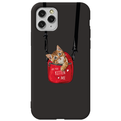 Apple iPhone 11 Pro Kitten Me Black Colored Silicone TPU Θήκη