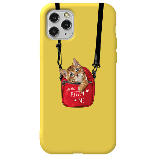 Apple iPhone 11 Pro Kitten Me Yellow Colored Silicone TPU Θήκη