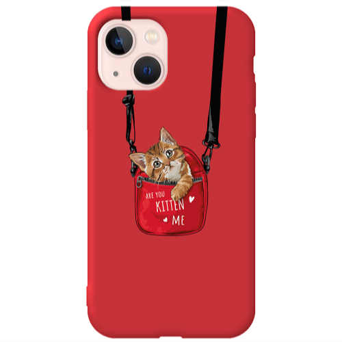 Apple iPhone 13 Kitten Me Red Colored Silicone TPU Θήκη