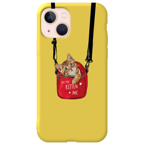 Apple iPhone 13 Kitten Me Yellow Colored Silicone TPU Θήκη