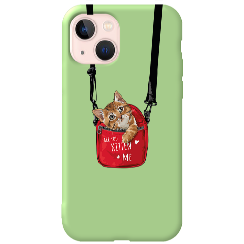 Apple iPhone 13 Kitten Me Light Green Colored Silicone TPU Θήκη