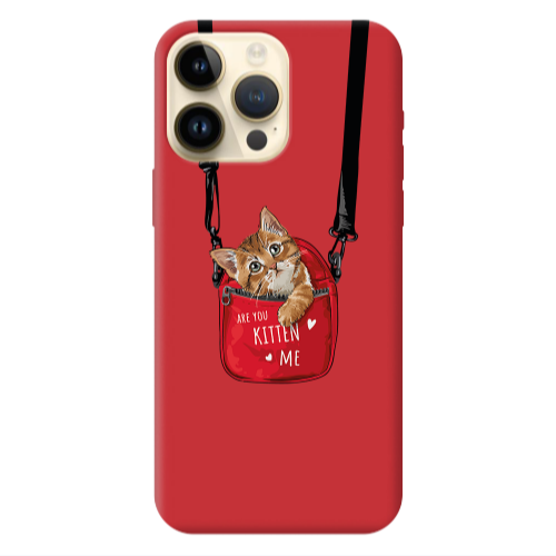 Apple iPhone 13 Pro Max Kitten Me Red Colored Silicone TPU Θήκη