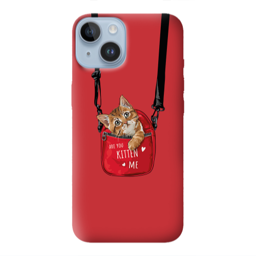Apple iPhone 14 Plus Kitten Me Red Colored Silicone TPU Θήκη