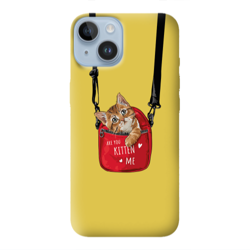 Apple iPhone 14 Plus Kitten Me Yellow Colored Silicone TPU Θήκη