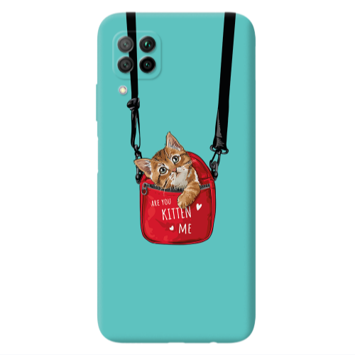 Huawei P40 Lite Kitten Me Turquoise Colored Silicone TPU Θήκη