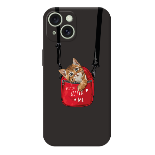 Apple iPhone 15 Kitten Me Black Colored Silicone TPU Θήκη