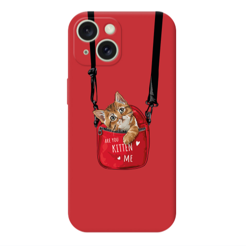 Apple iPhone 15 Kitten Me Red Colored Silicone TPU Θήκη