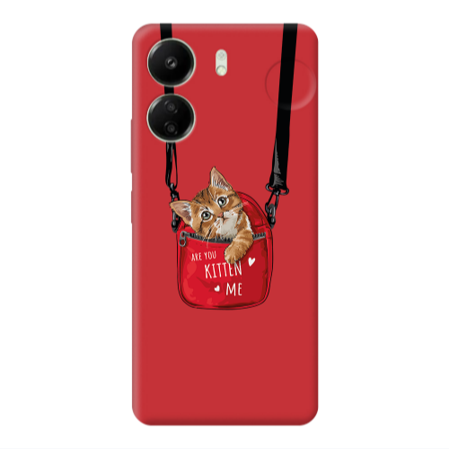 Xiaomi Redmi 13C Kitten Me Red Colored Silicone TPU Θήκη