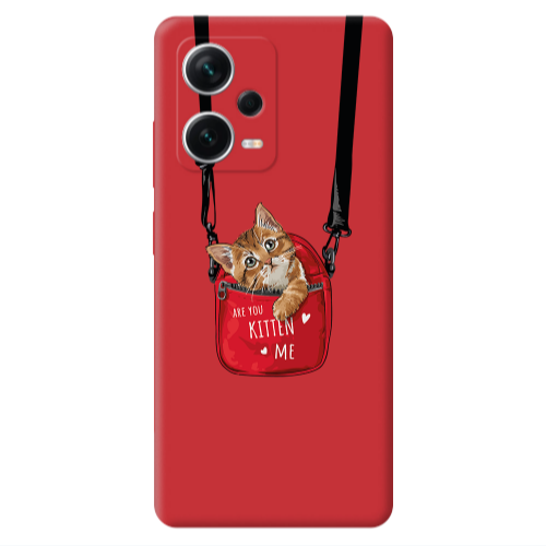 Xiaomi Poco X5 Kitten Me Red Colored Silicone TPU Θήκη