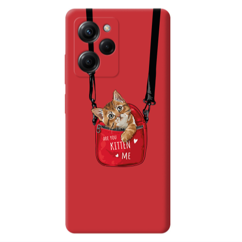 Xiaomi Poco X5 Pro Kitten Me Red Colored Silicone TPU Θήκη