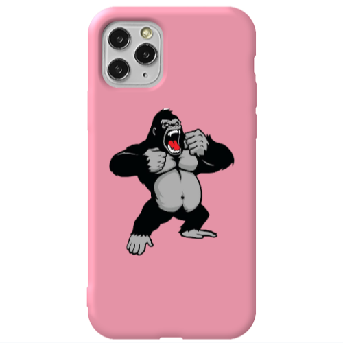 Apple iPhone 11 Pro Angry Gorilla2 Pink Colored Silicone TPU Θήκη