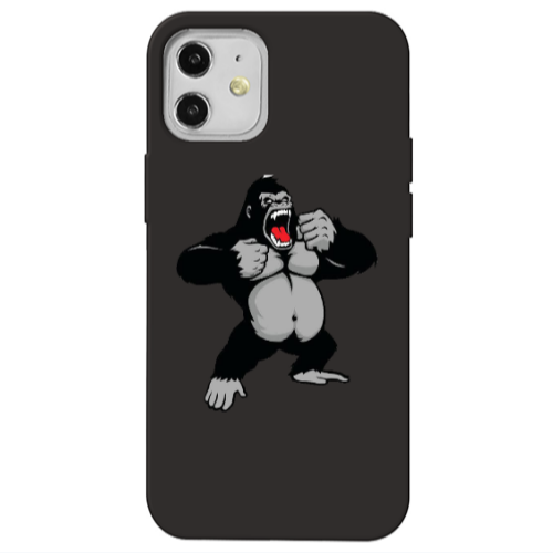 Apple iPhone 12 Angry Gorilla2 Black Colored Silicone TPU Θήκη