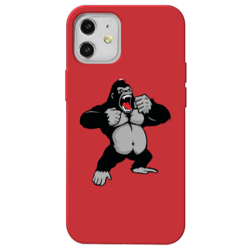 Apple iPhone 12 Angry Gorilla2 Red Colored Silicone TPU Θήκη