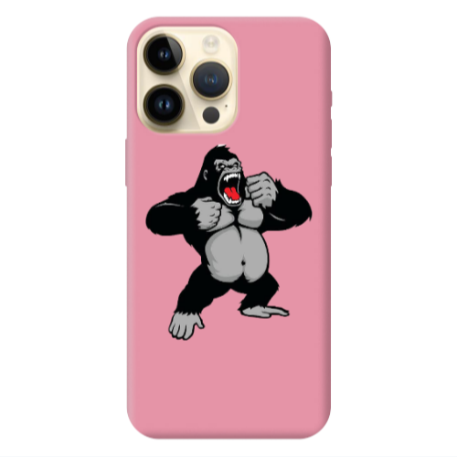 Apple iPhone 13 Pro Max Angry Gorilla2 Pink Colored Silicone TPU Θήκη