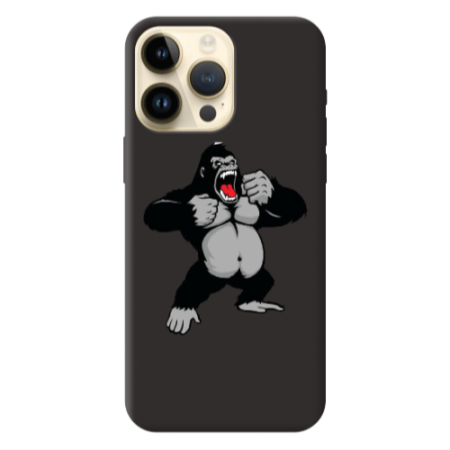 Apple iPhone 13 Pro Max Angry Gorilla2 Black Colored Silicone TPU Θήκη