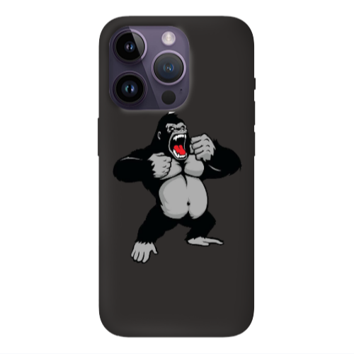 Apple iPhone 14 Pro Max Angry Gorilla2 Black Colored Silicone TPU Θήκη