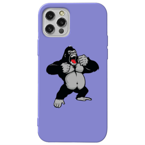 Apple iPhone 12 Pro Angry Gorilla2 Purple Colored Silicone TPU Θήκη