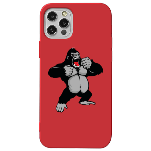 Apple iPhone 12 Pro Angry Gorilla2 Red Colored Silicone TPU Θήκη