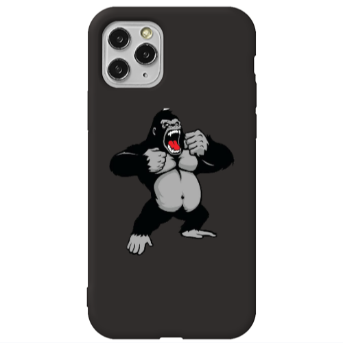 Apple iPhone 11 Pro Max Angry Gorilla2 Black Colored Silicone TPU Θήκη