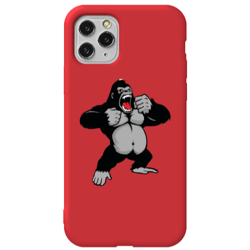 Apple iPhone 11 Pro Max Angry Gorilla2 Red Colored Silicone TPU Θήκη