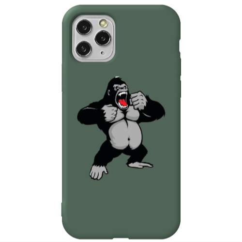 Apple iPhone 11 Pro Max Angry Gorilla2 Dark Green Colored Silicone TPU Θήκη