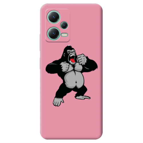 Xiaomi Redmi Note 12 Pro 5G Angry Gorilla2 Pink Colored Silicone TPU Θήκη
