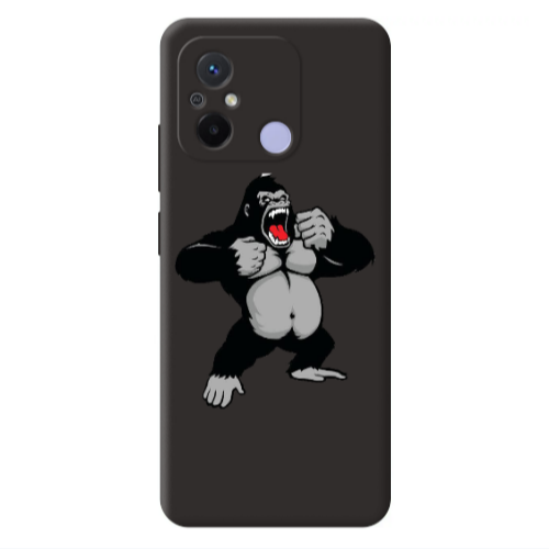 Xiaomi Redmi 12C Angry Gorilla2 Black Colored Silicone TPU Θήκη