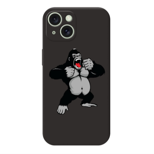 Apple iPhone 15 Angry Gorilla2 Black Colored Silicone TPU Θήκη