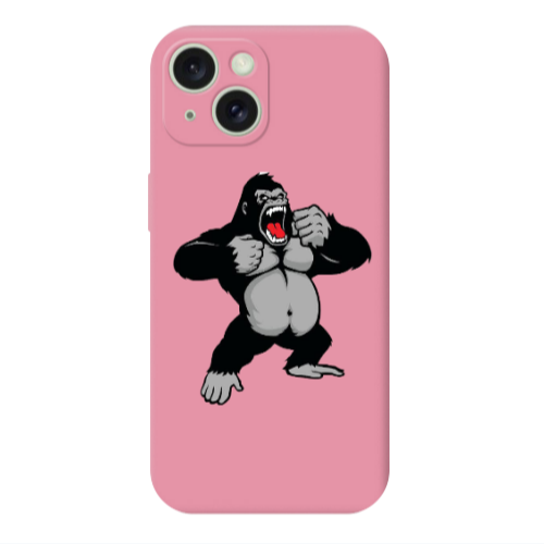 Apple iPhone 15 Plus Angry Gorilla2 Pink Colored Silicone TPU Θήκη