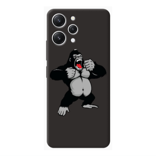 Xiaomi Redmi 12 Angry Gorilla2 Black Colored Silicone TPU Θήκη
