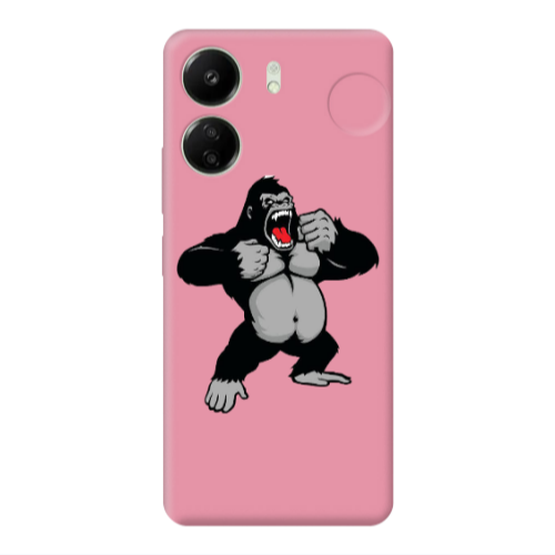 Xiaomi Redmi 13C Angry Gorilla2 Pink Colored Silicone TPU Θήκη