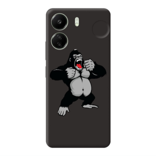 Xiaomi Redmi 13C Angry Gorilla2 Black Colored Silicone TPU Θήκη