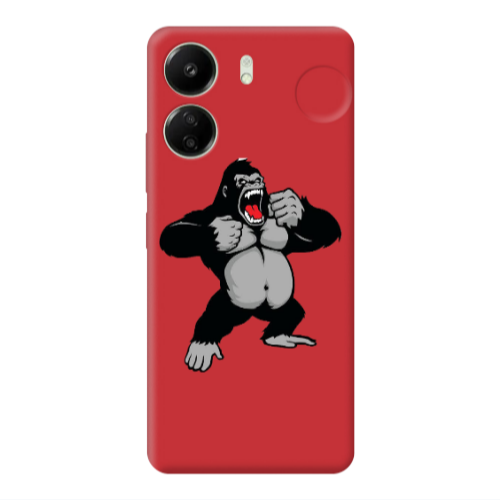 Xiaomi Redmi 13C Angry Gorilla2 Red Colored Silicone TPU Θήκη