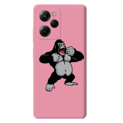 Xiaomi Poco X5 Pro Angry Gorilla2 Pink Colored Silicone TPU Θήκη