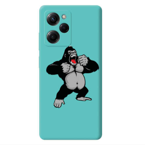 Xiaomi Poco X5 Pro Angry Gorilla2 Turquoise Colored Silicone TPU Θήκη