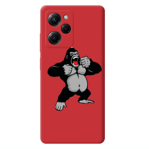 Xiaomi Poco X5 Pro Angry Gorilla2 Red Colored Silicone TPU Θήκη