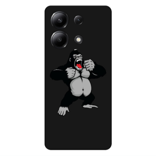 Xiaomi Redmi Note 13 4G Angry Gorilla2 Black Colored Silicone TPU Θήκη